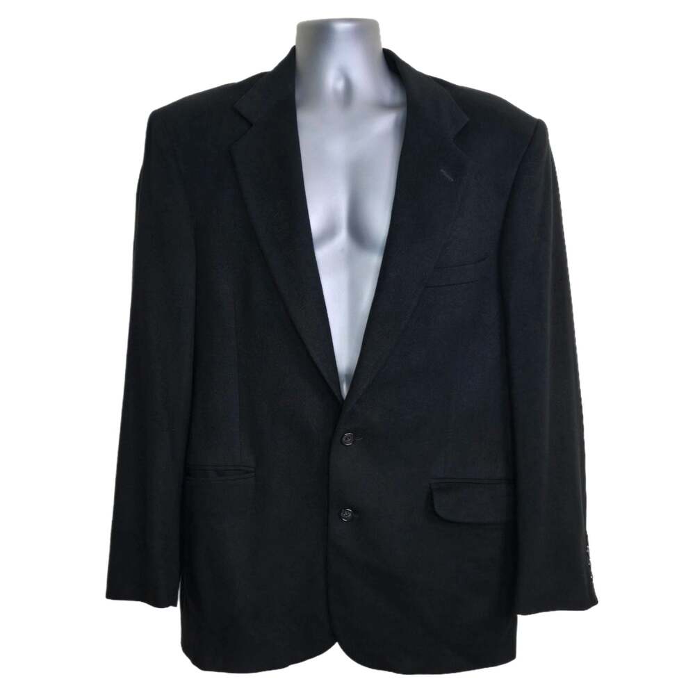 Courtenay Black Wool Blend 2-Button Blazer Jacket Size 42L